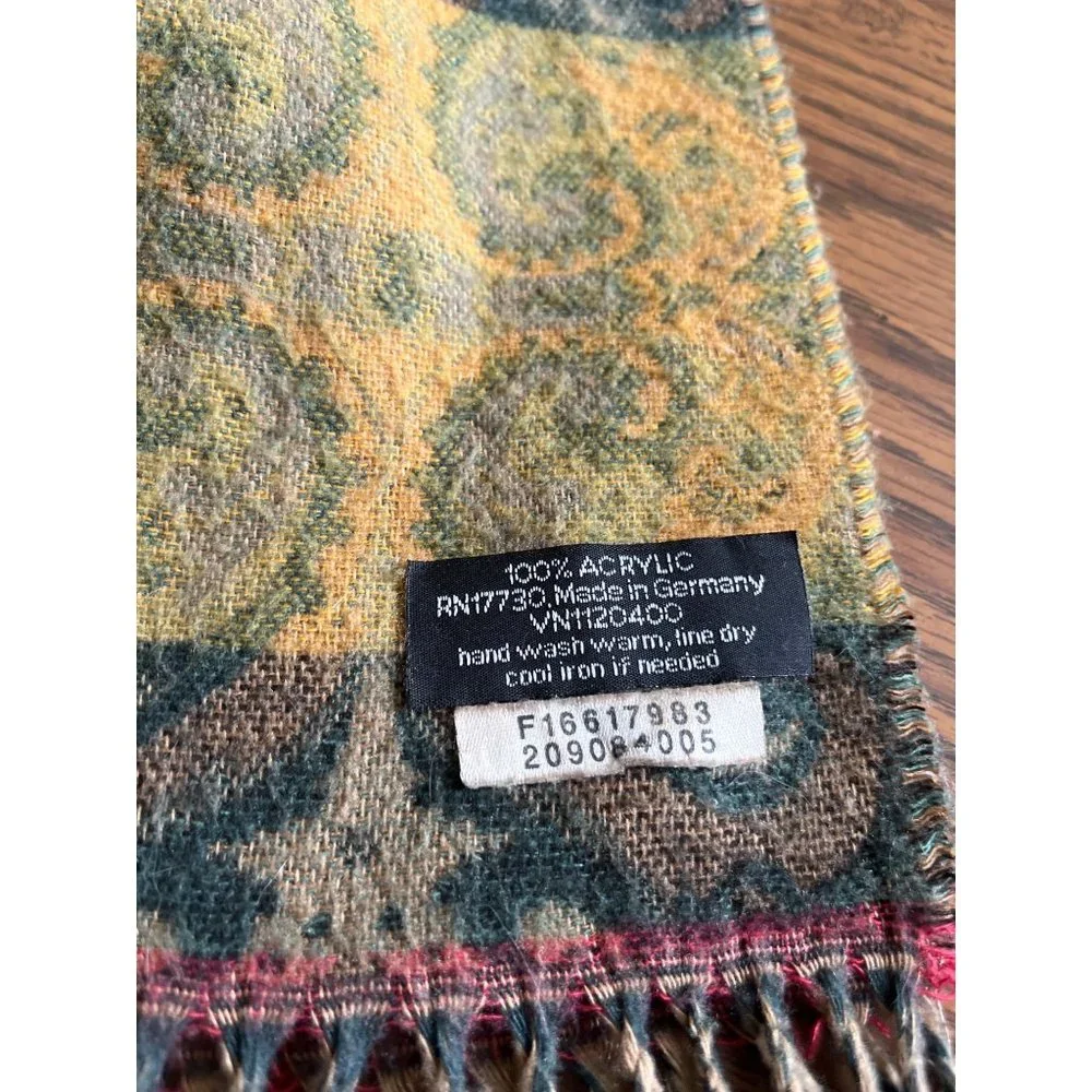 Striped paisley patterned scarf with tassels